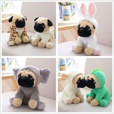 Large Plush Toys 8" Pug Dog 7 Costumes Cuddly Soft Toy Teddy Plush Animal Cute