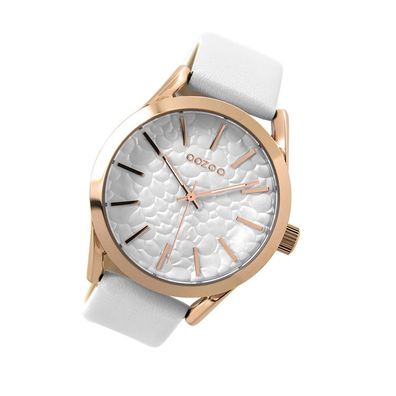 Oozoo Leder Damen Uhr C9470 Quarzuhr Analog Armband weiß Timepieces UOC9470