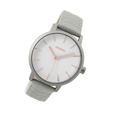 Oozoo Leder Damen Uhr C9506 Quarzuhr Analog Armband grau Timepieces UOC9506