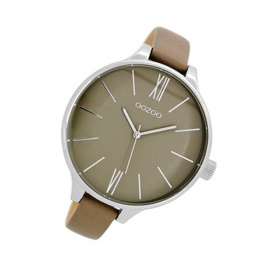 Oozoo Leder Damen Uhr C9543 Analog Quarzuhr Armband beige Timepieces UOC9543