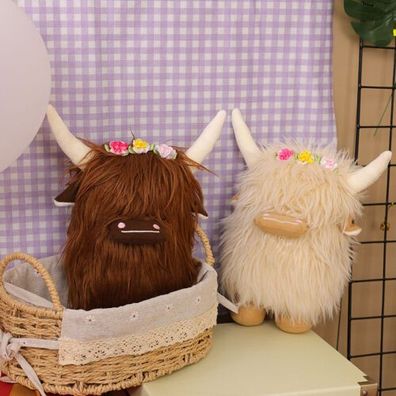 20cm Large Highland Cow Cuddly Soft Toy - Plush Scottish Scotland Cow Kids Gift