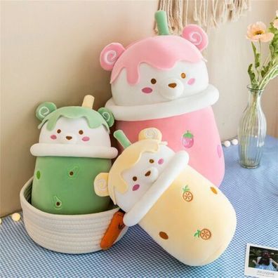 Bear Plushie Milk Tea Cup Stuffed Toy Bubble Tea Plush Toys Plush Pillow