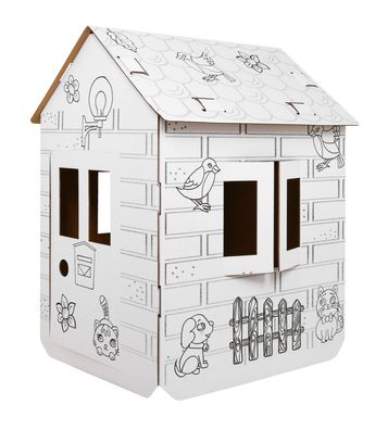 Haus XXL mit Auto 3D-Malbuch für Kinder