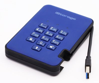 iStorage diskAshur2 256bit blau 2TB externe HDD Festplatte USB-A 3.0 (ohne Schutzta