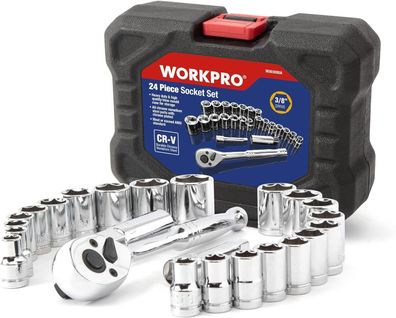 Workpro Steckschlüsselsatz 3/8" Umschaltknarre mit Steckschlüssel, metrisch