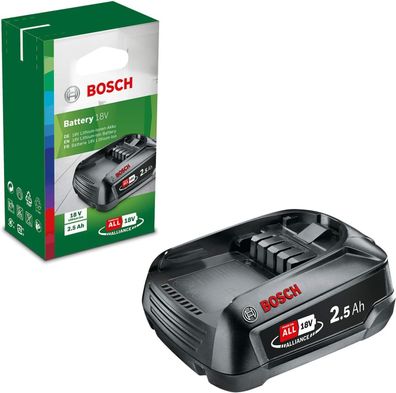 Bosch 18 Volt Ersatz Akku 2,5 Ah, kompatibel mit allen Geräten des grünen Bosch