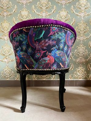 Barock Möbel Bar Chair French Louis Baroque Style Lounge Chair in Velvet Purple