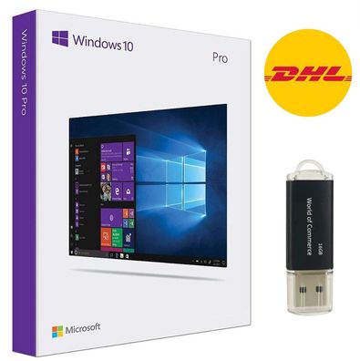 Windows 10 Professional Pro 32/64-Bit + USB-Stick