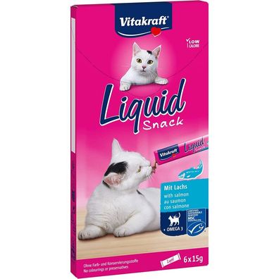 Vitakraft flüssiger Katzensnack Liquid Snack Lachs MSC und Omega3 (1x 6Stück)