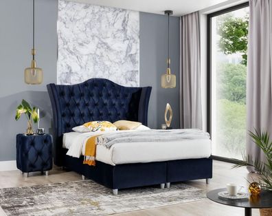 Set Schlafzimmer Bett 2x Nachttische 3tlg. Luxus Einrichtung Komplett Design