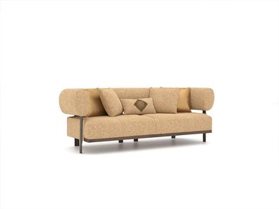 Design Beige Sofa Zweisitzer Couch Luxus Möbel Textil Einrichtung Polstermöbel