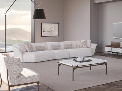 Luxus Set 2tlg Wohnzimmer Sofa Fünfsitzer Textil Sofa Einrichtung Couchtisch
