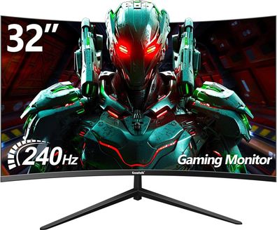 Gawfolk Gaming Monitor 32 Zoll 240Hz, Curved PC Bildschirm Full HD 1080P