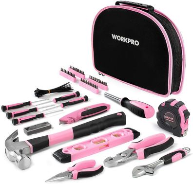 Workpro Pink Werkzeug Set Rosa 103 teilig Haushalts-Werkzeugsatz Reparatur Damen