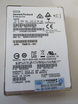 HPE SSD 480GB 2,5" SAS HDD - 787177-001 - HSCP0480S5xnNMRI
