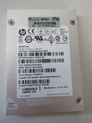HP SSD 480GB 2,5" SAS HDD - 746842-003 - DOPA0480S5nxNMRI