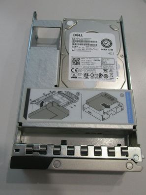 Dell 600 GB Festplatte / HDD 10K, 12 Gbps SAS, 2,5", 04WX8Y + 3,5" Caddy 0X7K8W