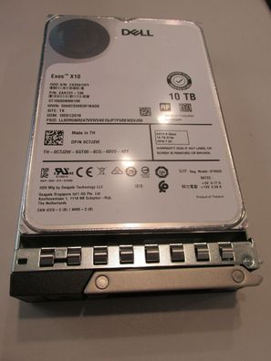 Dell 10 TB 512e Festplatte HDD 7,2 K, 6 Gbps SATA 3,5", 0C7J2W mit 0X7K8W Caddy