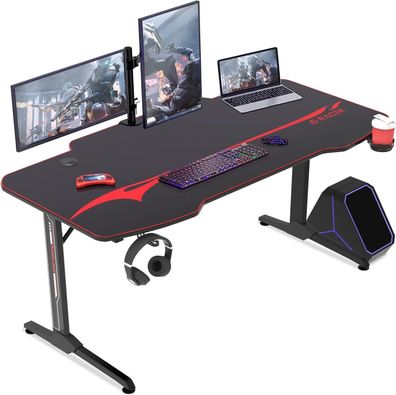 Gaming Tisch 160 x 60 cm Gaming Schreibtisch Gamer Computertisch Ergonomischer