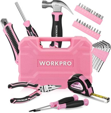 Workpro Werkzeugset 35tlg. Rosa Werkzeugsatz, Werkzeugkoffer bestückt Damen Pink