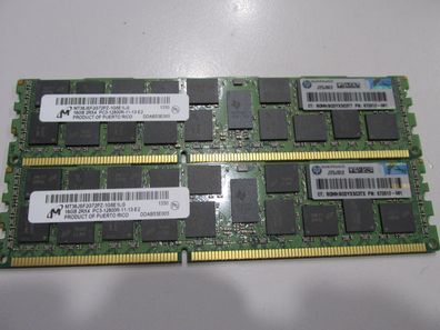 HP / MICRON 32GB RAM (2 x 16GB) 2Rx4 PC3-12800R MT36JSF2G72PZ - 712382-081 - ECC