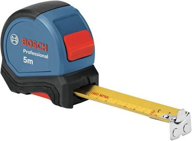Bosch Professional Maßband 5 m (Einhandbedienung, Gürtelklemme, Magnethaken)