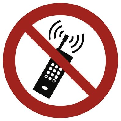 Aufkleber Mobilfunk verboten gemäß ASR A1.3 / DIN 7010 Folie selbstklebend 20 cm Ø (H