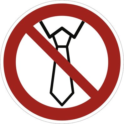 Aufkleber Bedienung mit Krawatte verboten, Folie, Ø 100 mm