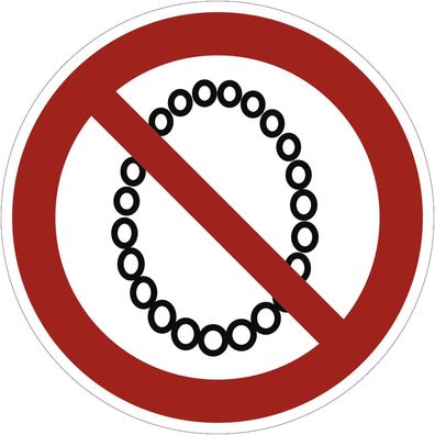 Aufkleber Bedienung mit Halskette verboten, Folie, Ø 100 mm