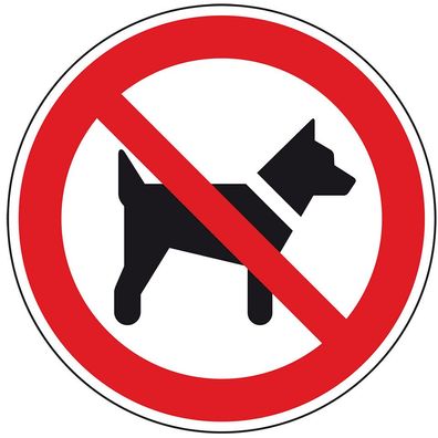 Mitführen von Hunden verboten, ASR/ ISO, Folie, selbstklebend, Ø200mm