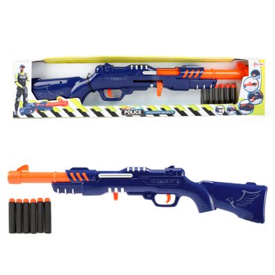Toi-Toys - Polizei Gewehr (blau) mit 6 Schaumstoffpfeilen Spielzeuggewehr Kinder