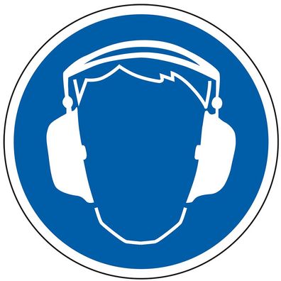 Gebotsschild Gehörschutz benutzen, praxisbewährt, Aluminium, Ø 200mm
