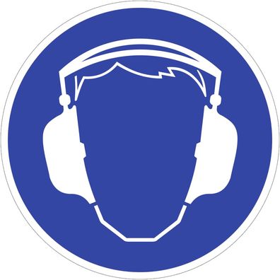 Aufkleber Gehörschutz benutzen, Folie, Ø 100 mm