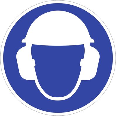 Gehörschutz und Kopfschutz benutzen, Symbolschild