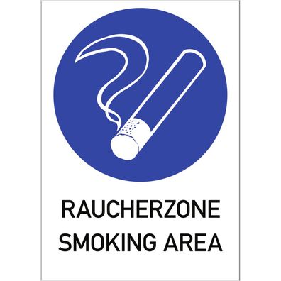 Raucherzone - Smoking Area, Kombischild, Folie, 210x297 mm