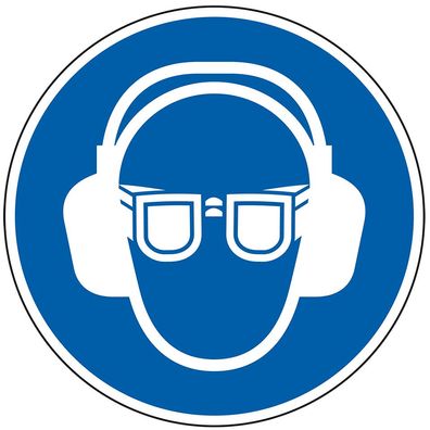 Augen- und Gehörschutz benutzen, praxisbewährt, Folie, Ø 100mm