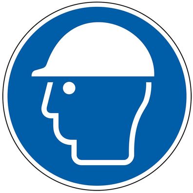 Kopfschutz benutzen, ASR/ ISO, Folie, selbstklebend, Ø 100mm