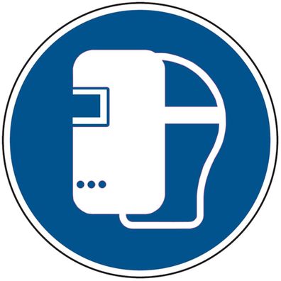 Gebotsschild, Schweißmaske benutzen M019 - ASR A1.3 (DIN EN ISO 7010)