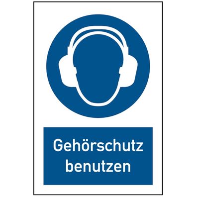 Gebotsschild, Kombischild, Gehörschutz benutzen - DIN EN ISO 7010