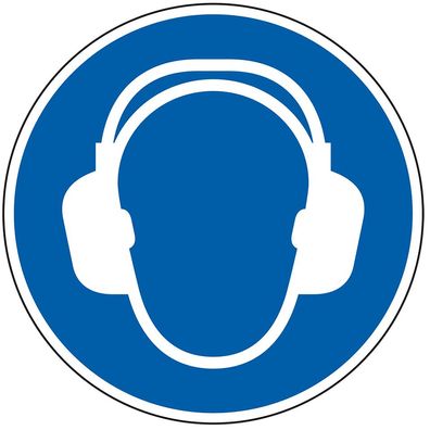 Gehörschutz benutzen, ASR/ ISO, RoHS konform, Folie, Ø 50mm,10/ Bogen
