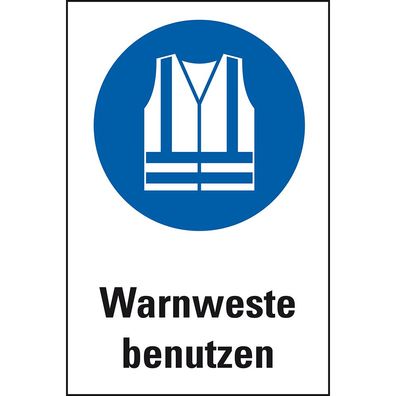 Gebots-Kombischild Warnweste benutzen, ASR/ ISO, Kunststoff, 200x300mm