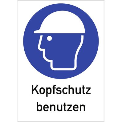 Kopfschutz benutzen, Kombischild, ISO 7010