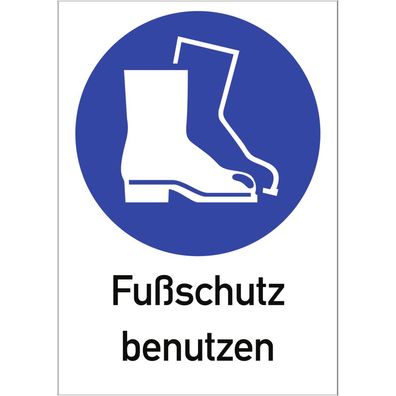 Fußschutz benutzen ISO 7010, Kombischild, Folie, 210x297 mm