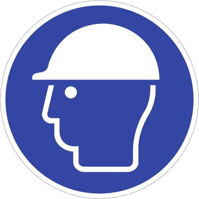 Aufkleber Kopfschutz benutzen ISO 7010, Folie, Ø 315 mm