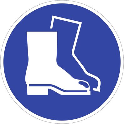 Fußschutz benutzen ISO 7010, Alu, Ø 200 mm