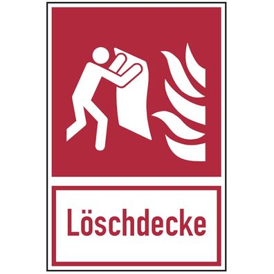 Brandschutzzeichen, Kombischild Löschdecke, ASR A1.3 (DIN EN ISO 7010)