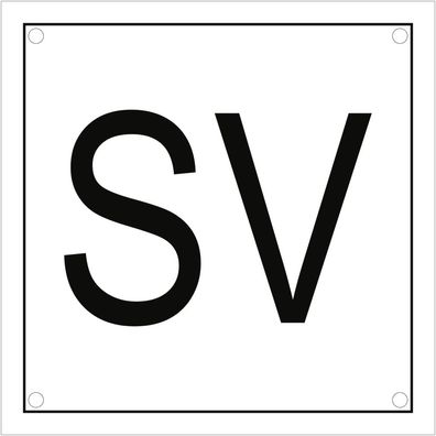 Sicherheitsventil-Kennzeichen SV, Edelstahl, 125x125 mm