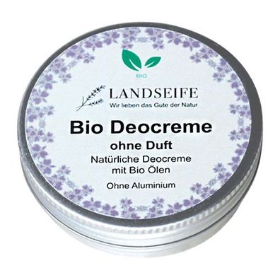 Deocreme ohne Duft, Landseife Naturkosmetik, 100% Bio, handgefertigt & vegan, 50 g