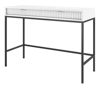 Selsey Vellore - Schreibtisch mit Schubladen, Weiß mit geriffelten Fronten, 104 cm br