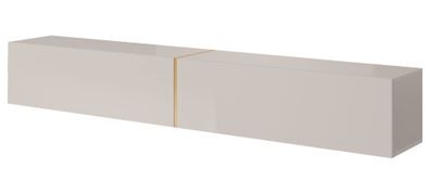 Selsey BISIRA - TV-Möbel, beige mit Goldeinsatz, 200 cm